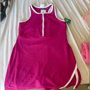 Costco Sage Athletic Strapless Skort Dress in Vibrant Pink and White